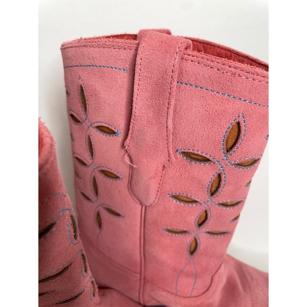 Anthropologie Planet Cowboy Pink Suede Peewee Western Boots Size 9 - Picture 11 of 13